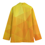 Yellow Polygonal Geometric Print Women's Cotton Blazer