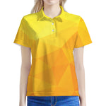 Yellow Polygonal Geometric Print Women's Polo Shirt