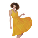 Yellow Polygonal Geometric Print Women's Sleeveless Dress