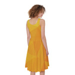 Yellow Polygonal Geometric Print Women's Sleeveless Dress