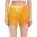 Yellow Polygonal Geometric Print Women's Split Running Shorts
