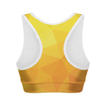 Yellow Polygonal Geometric Print Women's Sports Bra