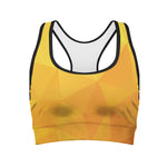 Yellow Polygonal Geometric Print Women's Sports Bra