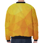 Yellow Polygonal Geometric Print Zip Sleeve Bomber Jacket