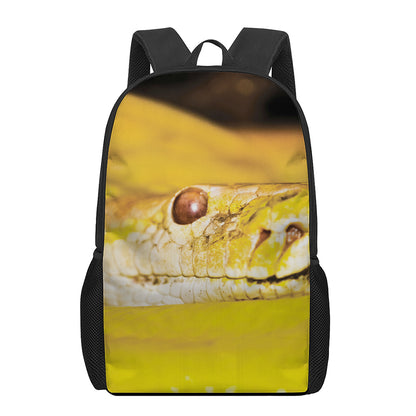 Yellow Python Snake Print 17 Inch Backpack