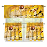 Yellow Python Snake Print 3 Piece Kitchen Curtains