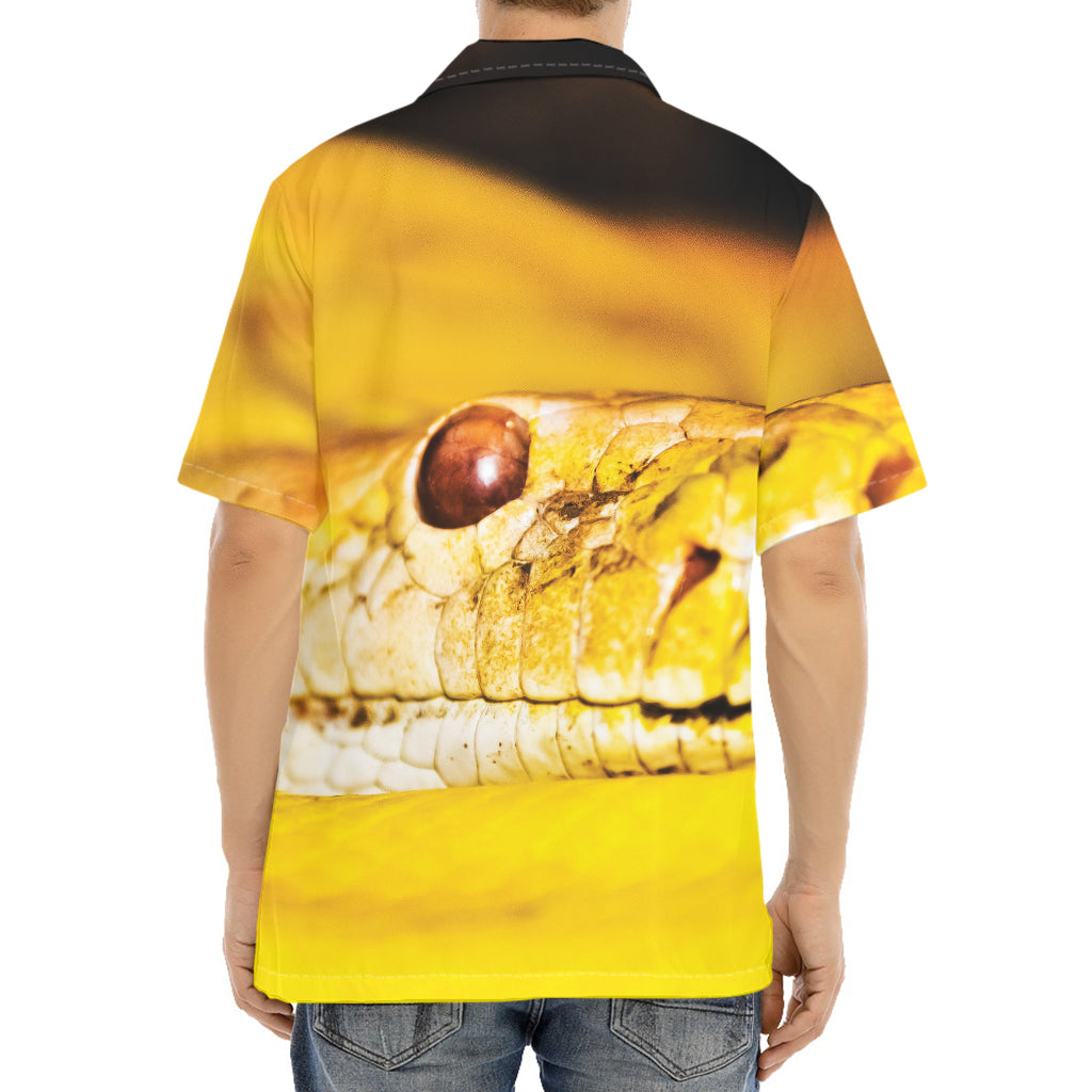 Yellow Python Snake Print Aloha Shirt
