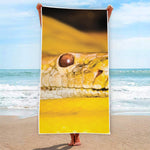Yellow Python Snake Print Beach Towel