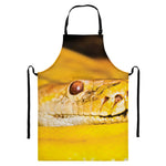 Yellow Python Snake Print Bib Apron With Pocket