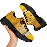 Yellow Python Snake Print Black Chunky Shoes