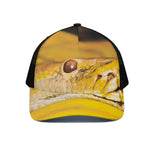Yellow Python Snake Print Black Mesh Trucker Cap