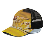 Yellow Python Snake Print Black Mesh Trucker Cap