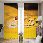 Yellow Python Snake Print Blackout Pencil Pleat Curtains