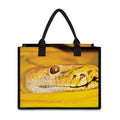 Yellow Python Snake Print Canvas Tote Bag