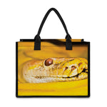 Yellow Python Snake Print Canvas Tote Bag