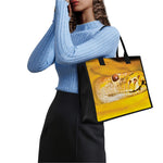 Yellow Python Snake Print Canvas Tote Bag