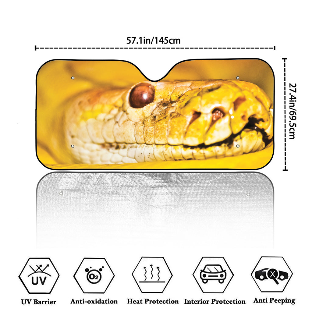 Yellow Python Snake Print Car Windshield Sun Shade