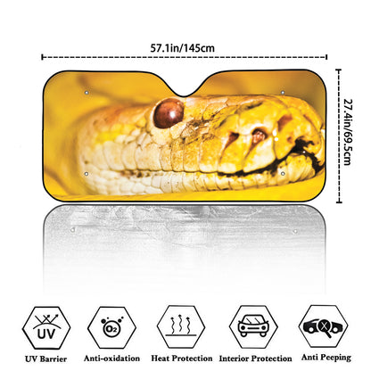 Yellow Python Snake Print Car Windshield Sun Shade