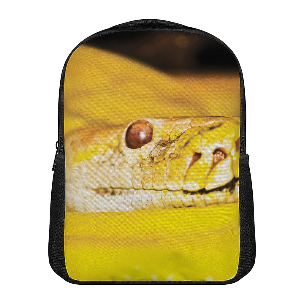Yellow Python Snake Print Casual Backpack