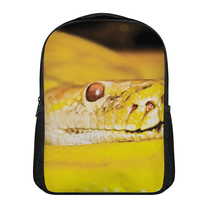 Yellow Python Snake Print Casual Backpack
