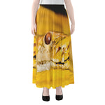 Yellow Python Snake Print Chiffon Maxi Skirt
