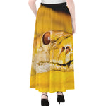 Yellow Python Snake Print Chiffon Maxi Skirt