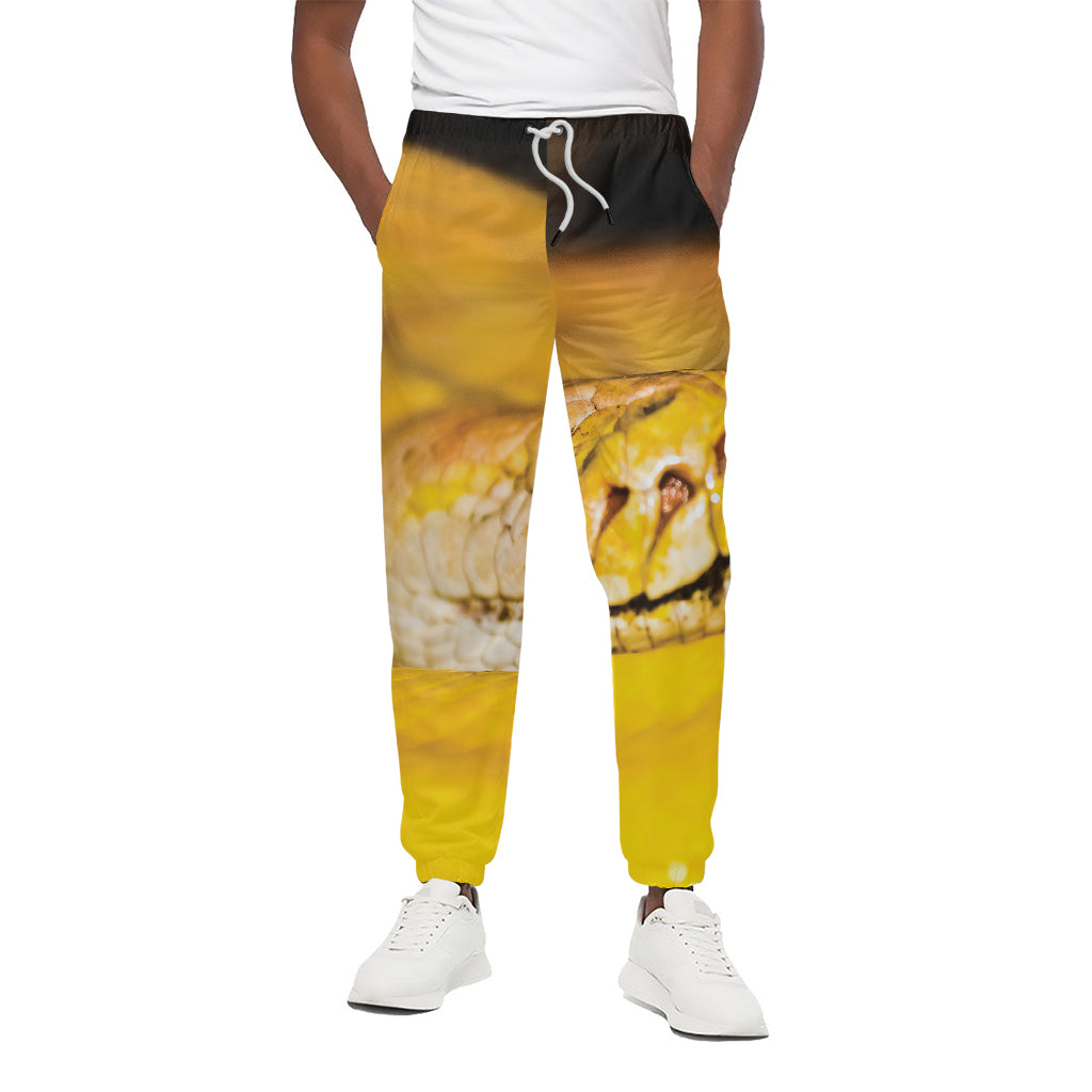 Yellow Python Snake Print Cotton Pants