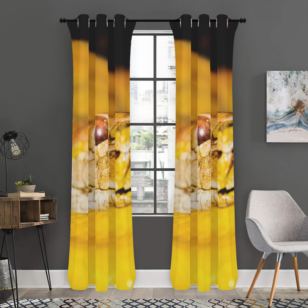 Yellow Python Snake Print Curtain