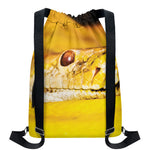Yellow Python Snake Print Drawstring Backpack