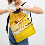 Yellow Python Snake Print Drawstring Backpack