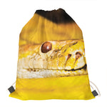 Yellow Python Snake Print Drawstring Bag