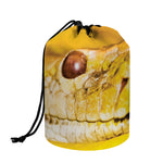 Yellow Python Snake Print Drawstring Makeup Bag
