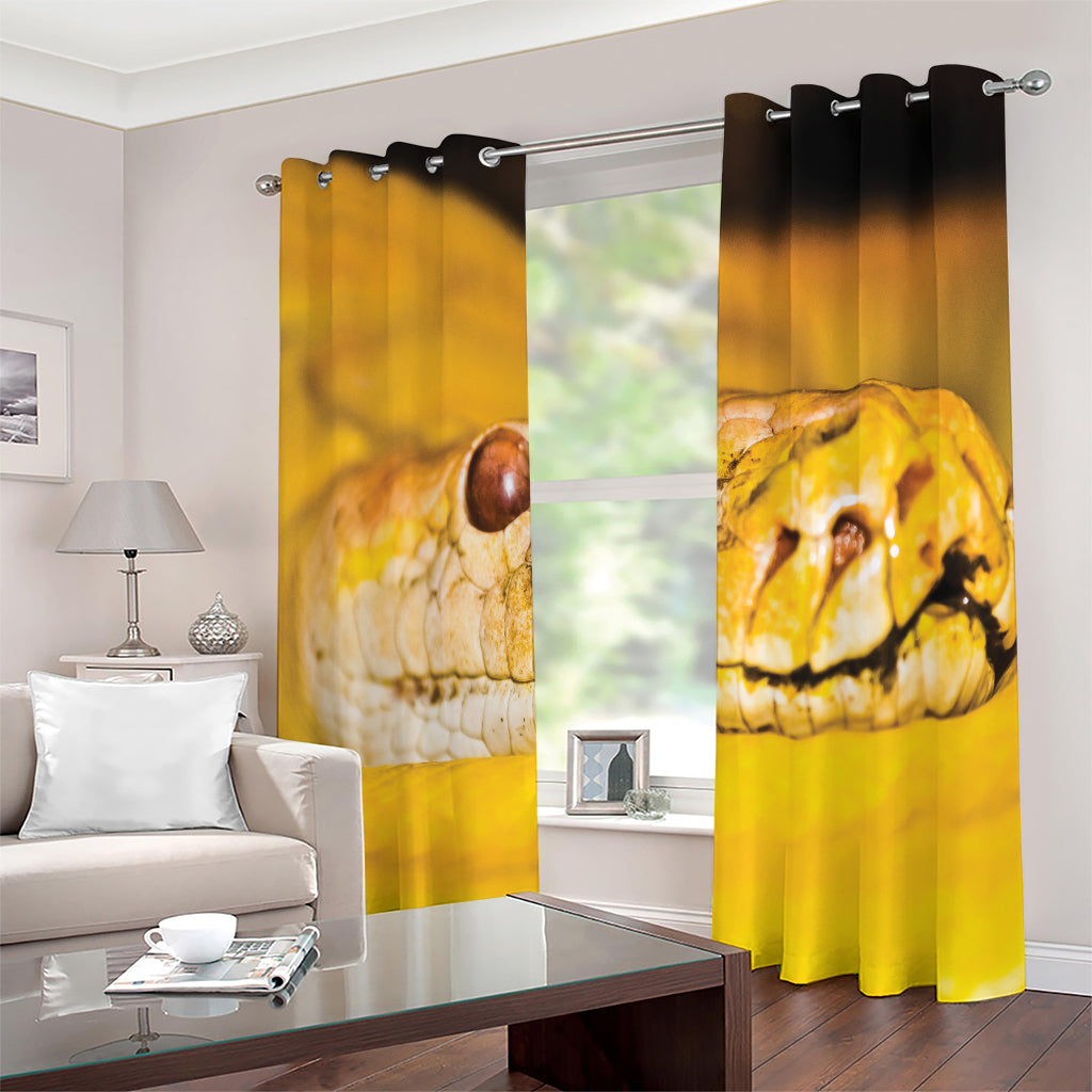 Yellow Python Snake Print Extra Wide Grommet Curtains