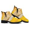 Yellow Python Snake Print Flat Ankle Boots