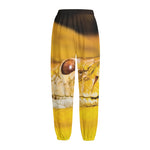 Yellow Python Snake Print Fleece Lined Knit Pants