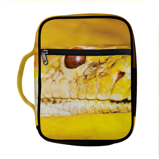 Yellow Python Snake Print Front Pocket Bible Bag