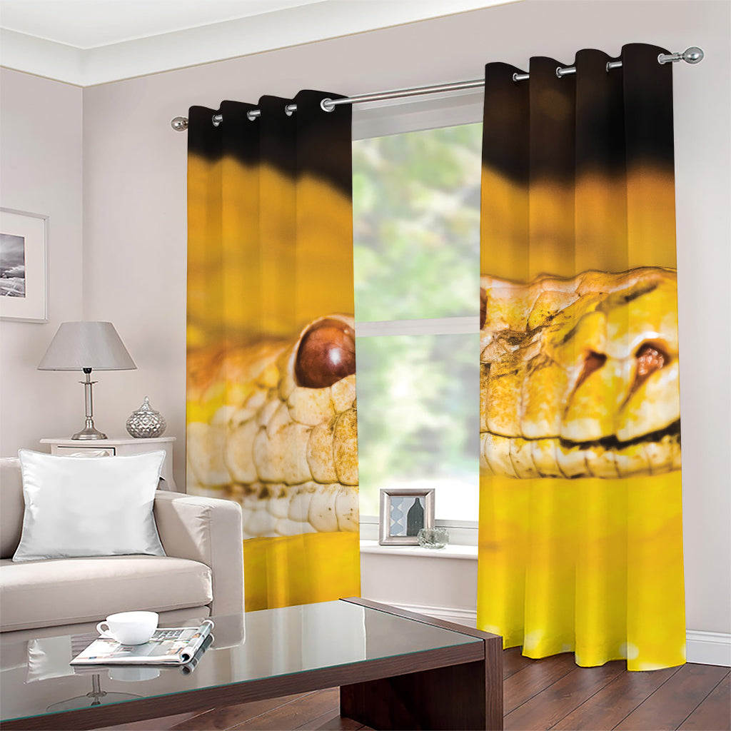 Yellow Python Snake Print Grommet Curtains