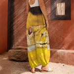 Yellow Python Snake Print Harem Pants