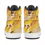 Yellow Python Snake Print High Top Leather Sneakers