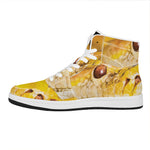Yellow Python Snake Print High Top Leather Sneakers