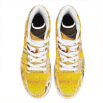 Yellow Python Snake Print High Top Leather Sneakers