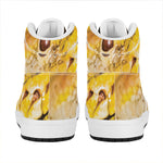 Yellow Python Snake Print High Top Leather Sneakers