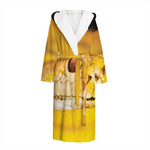 Yellow Python Snake Print Hooded Bathrobe