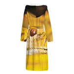 Yellow Python Snake Print Hooded Bathrobe