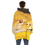 Yellow Python Snake Print Hoodie Blanket