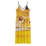 Yellow Python Snake Print Jersey Midi Cami Dress