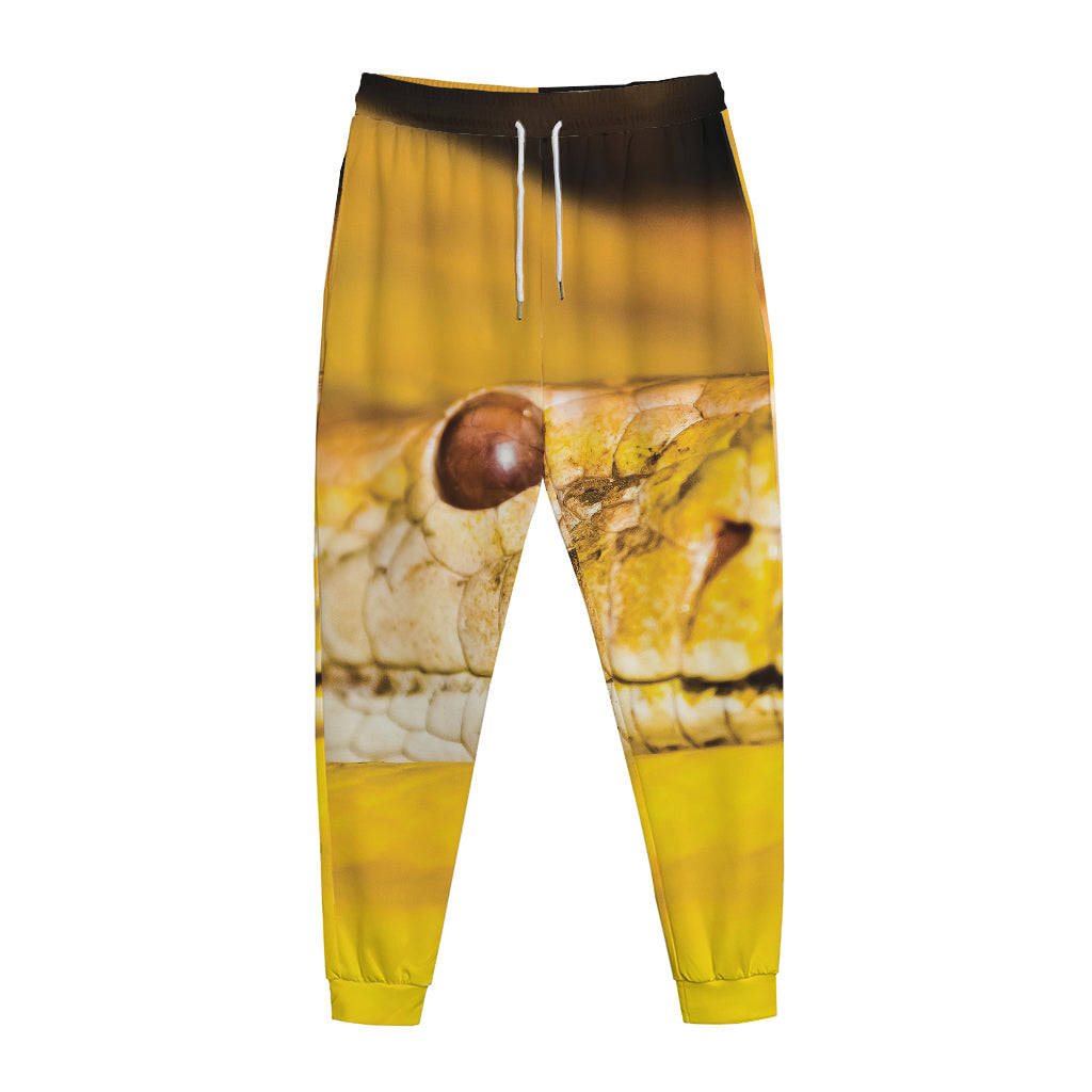 Yellow Python Snake Print Jogger Pants