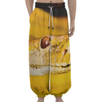 Yellow Python Snake Print Lantern Pants