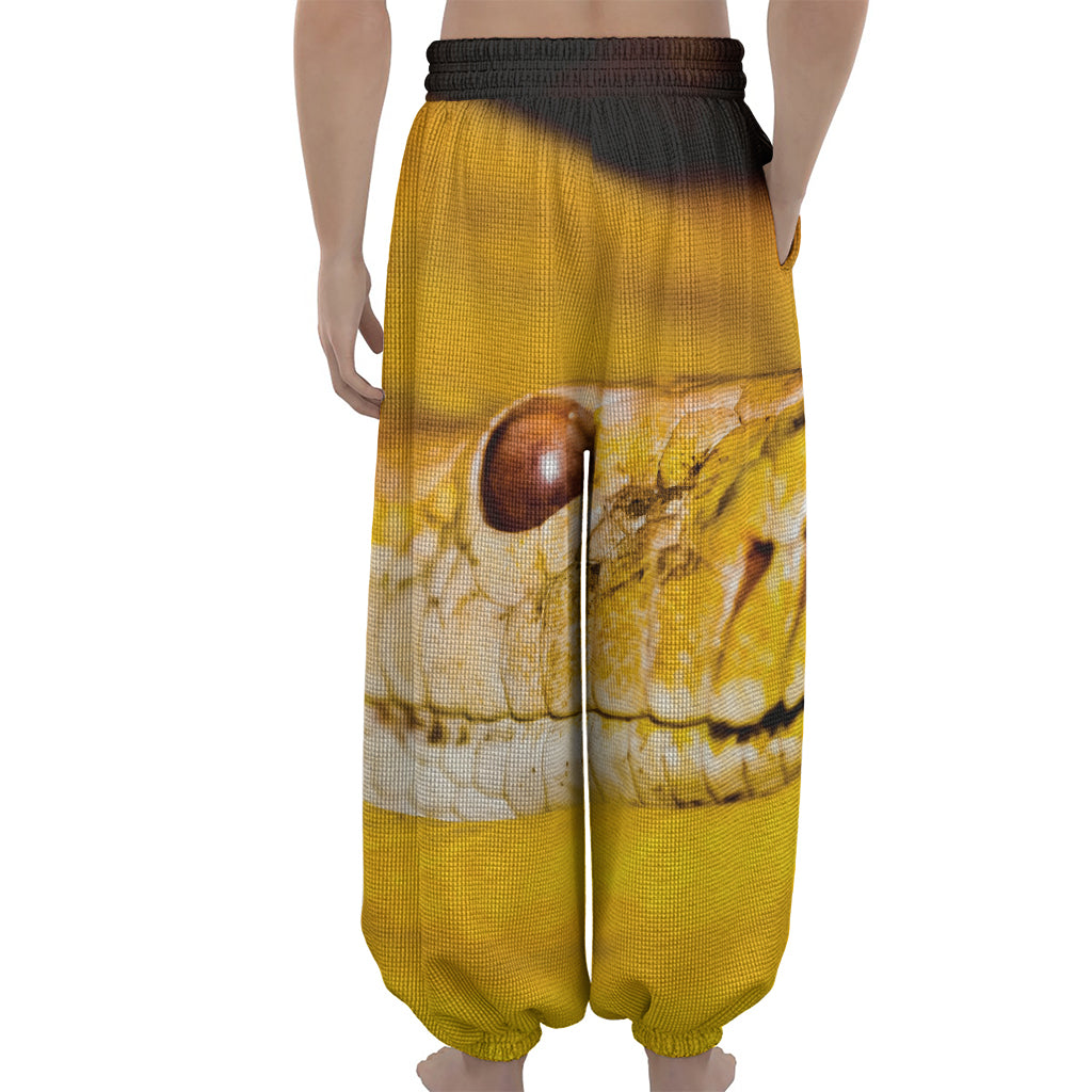 Yellow Python Snake Print Lantern Pants