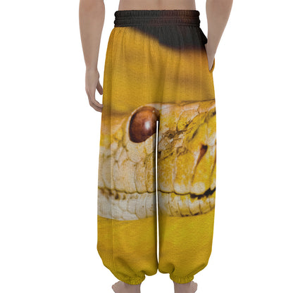 Yellow Python Snake Print Lantern Pants